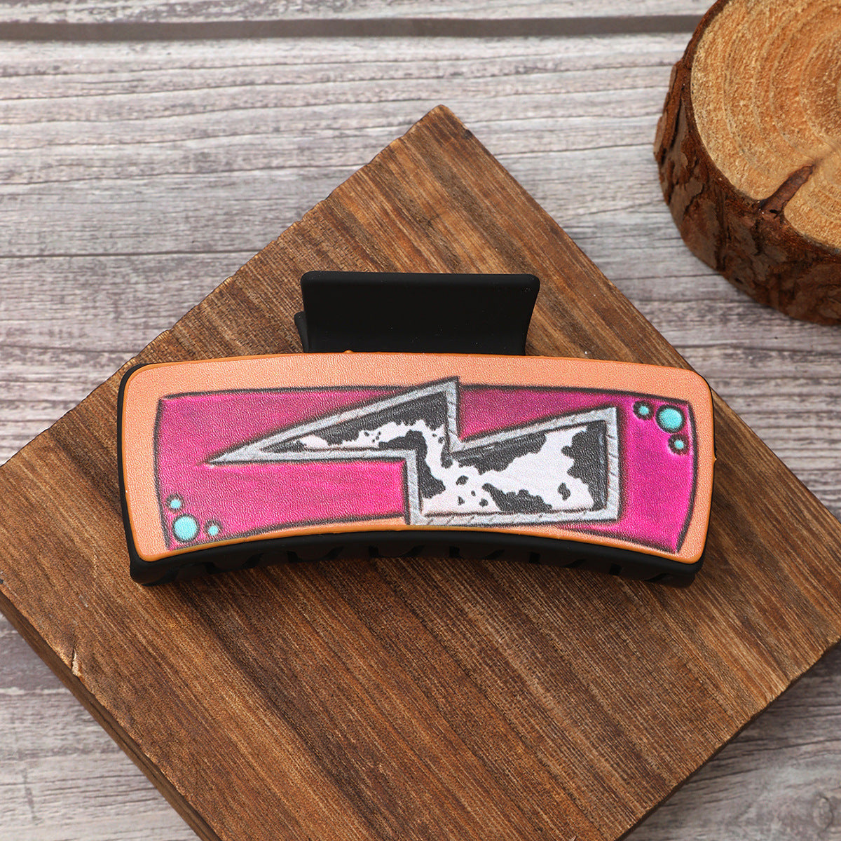 Wholesale Western Style Cactus Butterfly Leather Hair Clip Shark Clip Combination